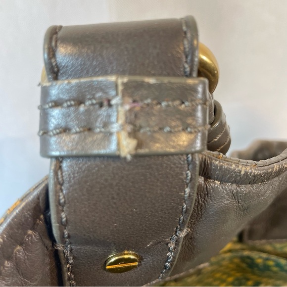 Marc by Marc Jacobs Gray Green Patent Leather Snakeskin Hobo Shoulder Tote Bag - Picture 13 of 16